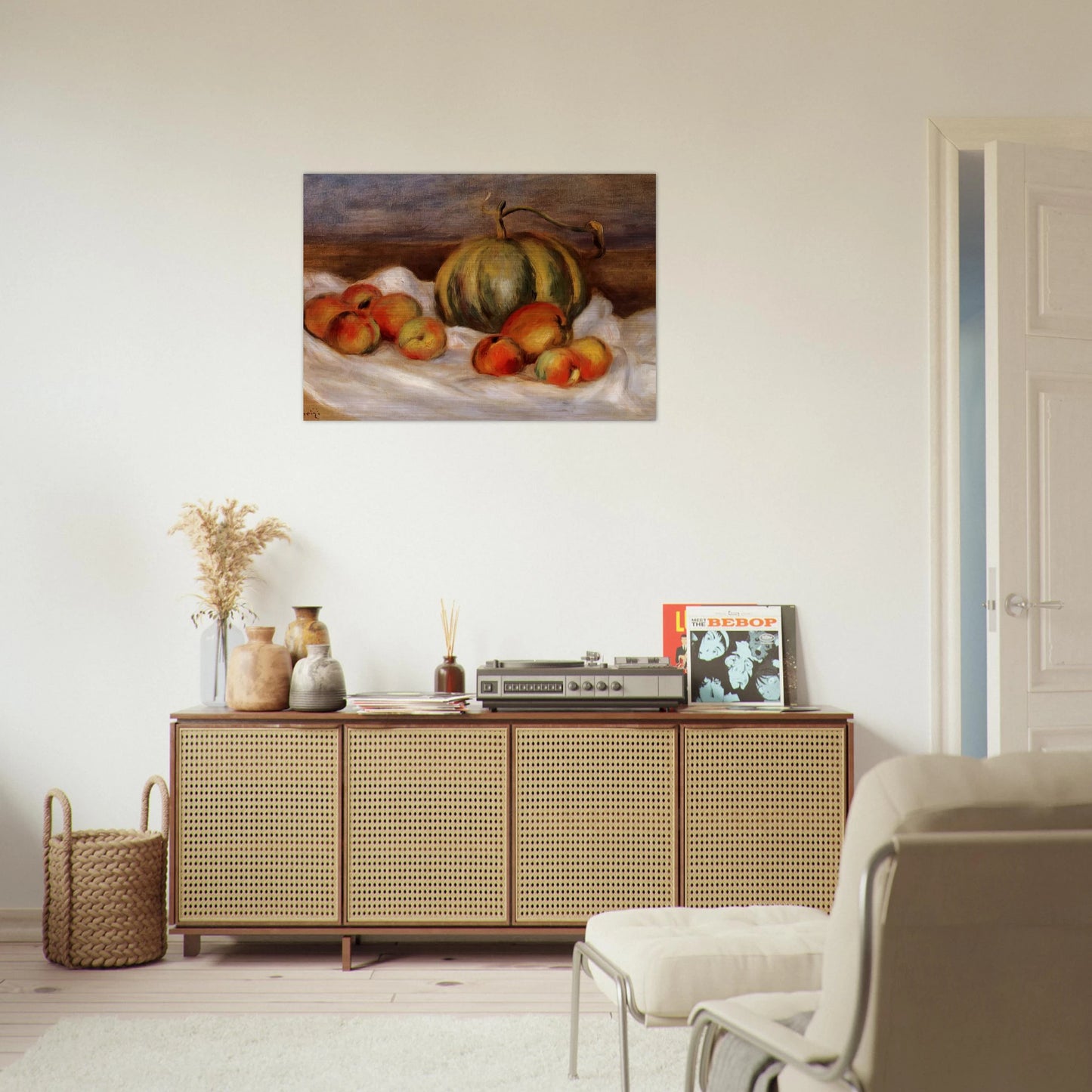 Still Life with Cantalope and Peaches - Pierre-Auguste Renoir Brushed Aluminum Print - 70x100 cm / 28x40 inches | Pierre-Auguste Renoir Aluminum Print | Pierre-Auguste Renoir Prints