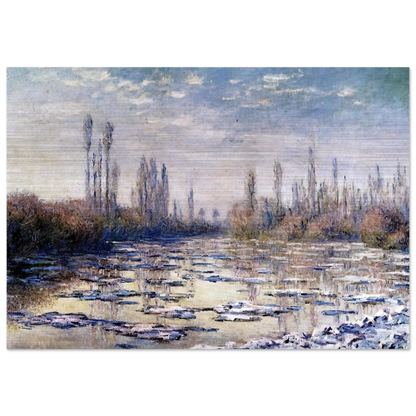 Floating Ice Near Vetheuil - claude monet Brushed Aluminum Print - 70x100 cm / 28x40 inches | claude monet Aluminum Print | claude monet Prints