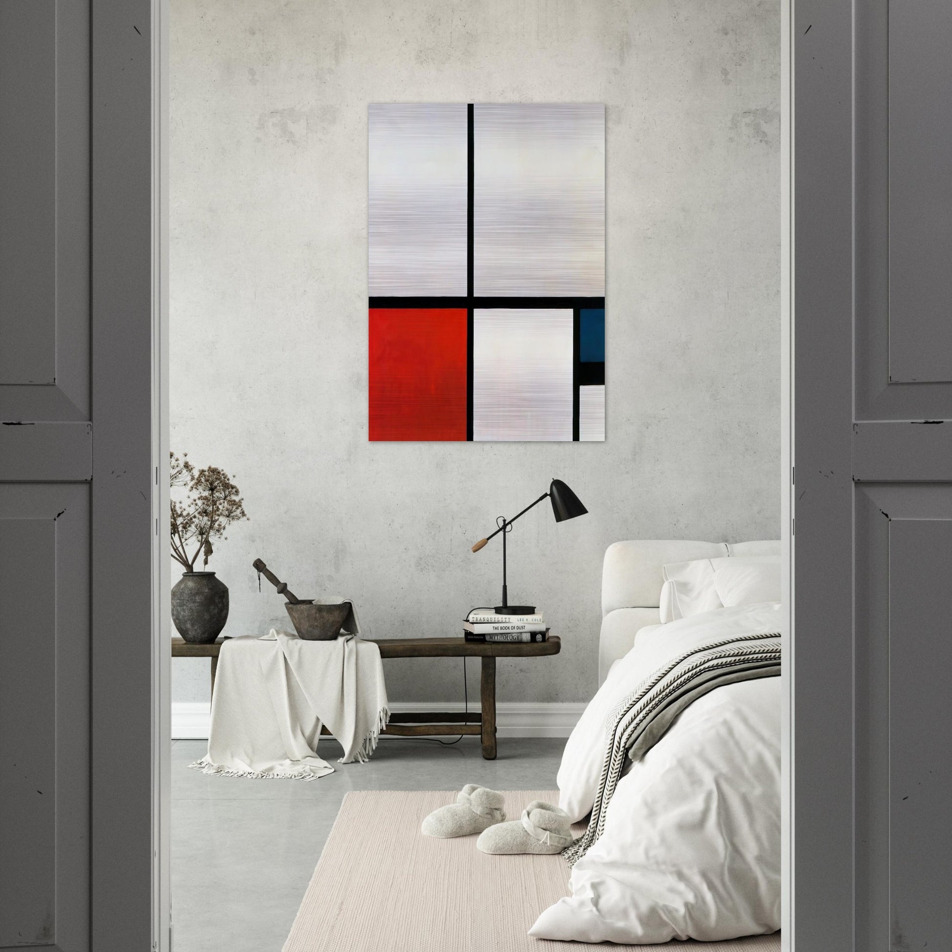 Composition N. 1 with Red and Blue - Piet Mondrian Brushed Aluminum Print - 70x100 cm / 28x40 inches | Piet Mondrian Aluminum Print | Piet Mondrian Prints