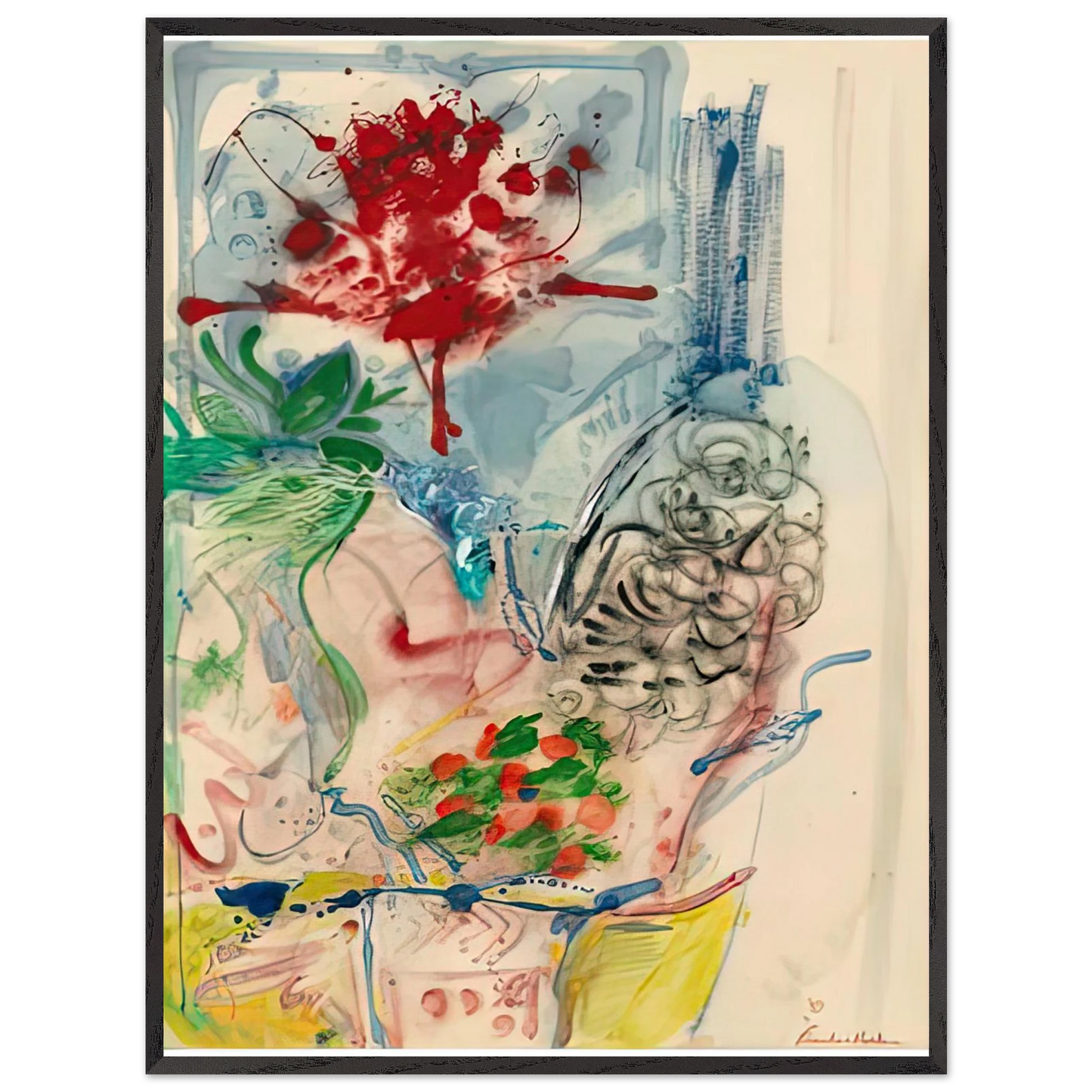 Helen Frankenthaler - L’Amour Toujours L’Amour, 1957- Wall Art - 21x29.7 cm / 8x12" - Premium Wooden Framed Poster With Fine Art Paper - Black frame