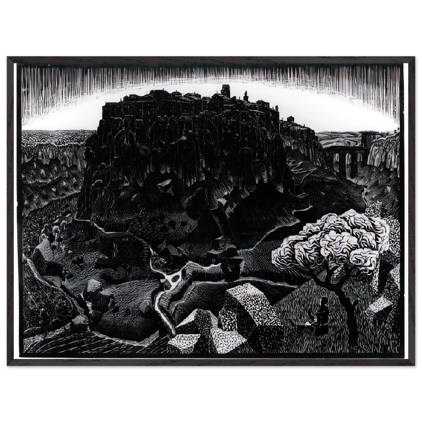 MC Escher - VITORCHIANO NEL CIMINO Wall Art - 60x80 cm / 24x32 inches - Fine Art Poster - -