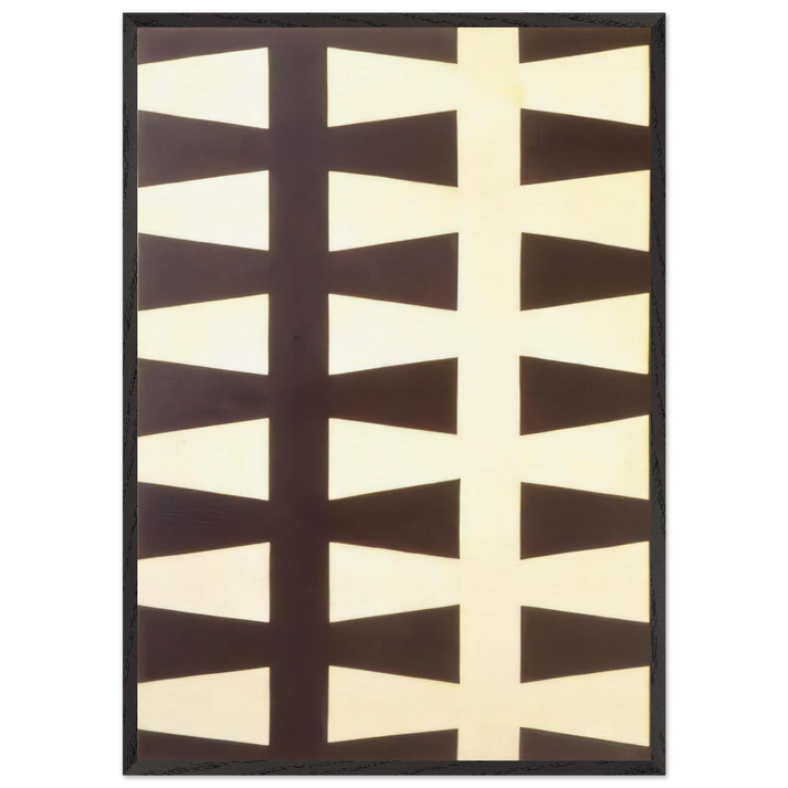 Black and White Repeat - 1953 - Leon Polk Smith 70x100 cm / 28x40 inches Framed Art Print – Black Wooden Frame