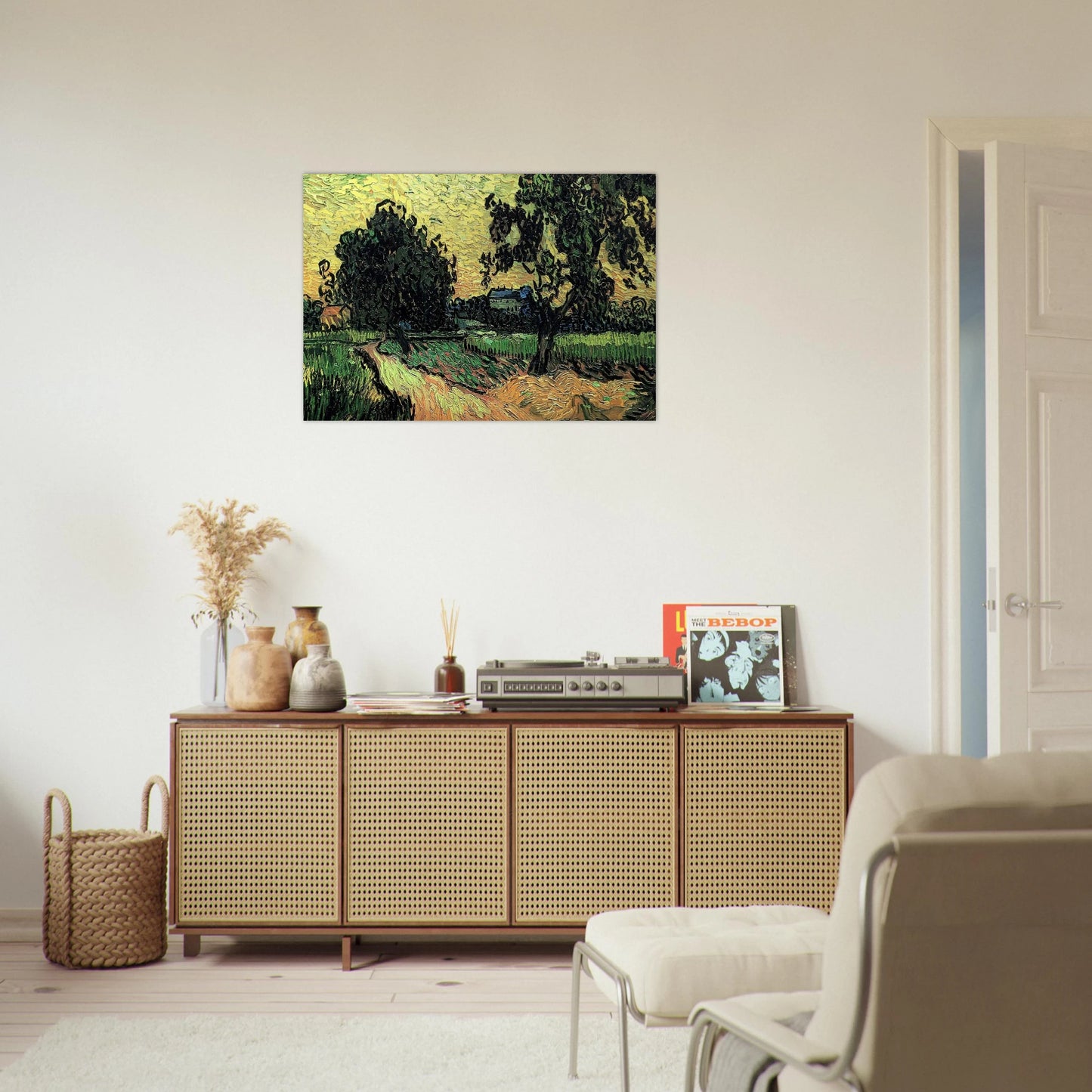 Landscape with the Chateau of Auvers at Sunset - Vincent van Gogh Brushed Aluminum Print - 70x100 cm / 28x40 inches | Vincent van Gogh Aluminum Print | Vincent van Gogh Prints