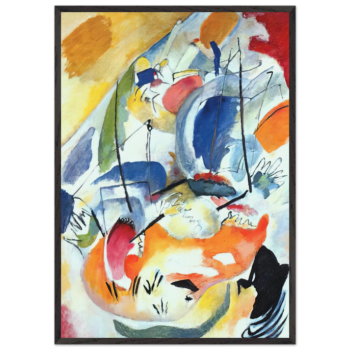 IMPROVISATION 31 SEA BATTLE 1913 - Wassily Kandinsky 70x100 cm / 28x40 inches Framed Art Print – Black Wooden Frame