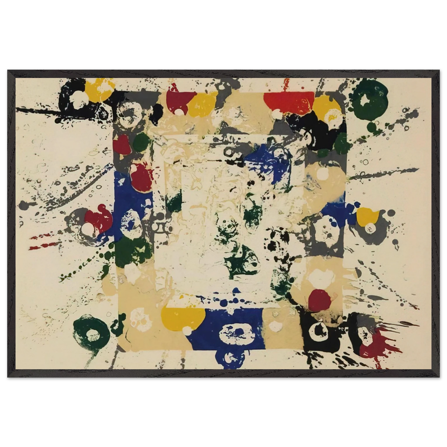 Untitled  SF143S  - Sam Francis Framed Art Print – Black Wooden Frame - Default Title - -Framed Art Print