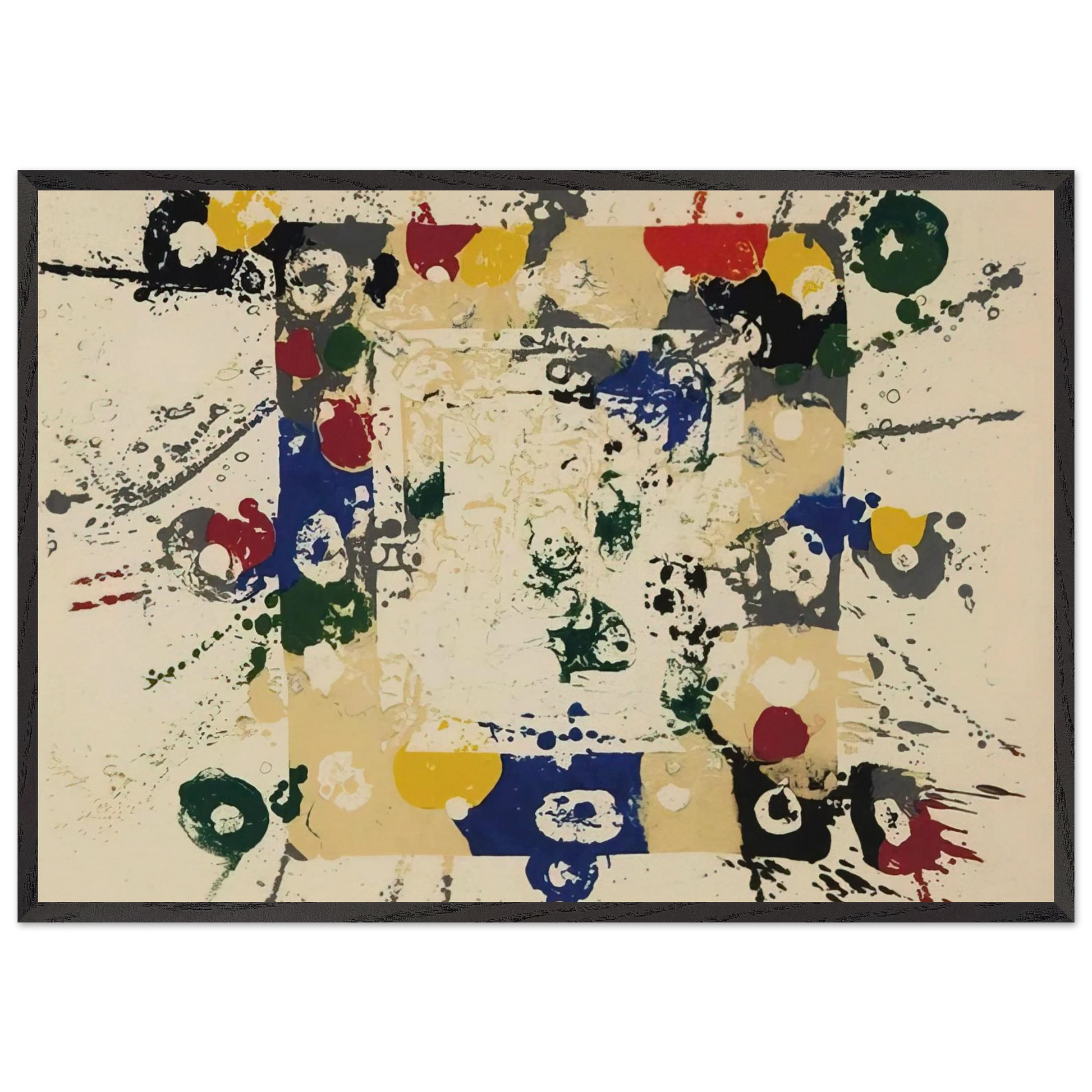 Untitled  SF143S  - Sam Francis Framed Art Print – Black Wooden Frame - Default Title - -Framed Art Print