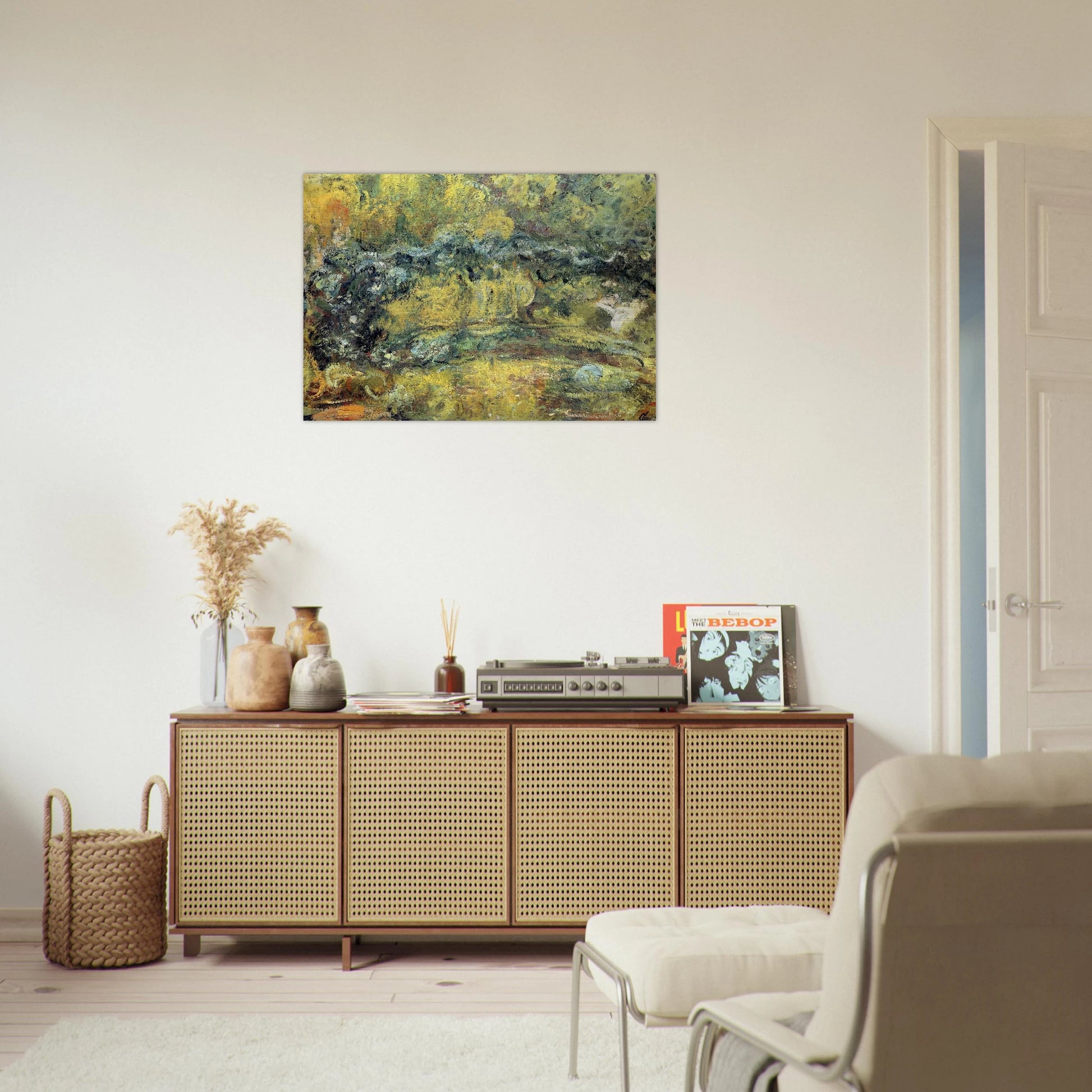 The Japanis Bridge Footbridge over the Water-Lily Pond - claude monet Brushed Aluminum Print - 70x100 cm / 28x40 inches | claude monet Aluminum Print | claude monet Prints