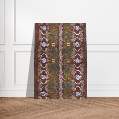 Honey Ant Dreaming - 1993 - Clifford Possum Tjapaltjarri Brushed Aluminum Print - 70x100 cm / 28x40 inches | Clifford Possum Tjapaltjarri Aluminum Print | Clifford Possum Tjapaltjarri Prints