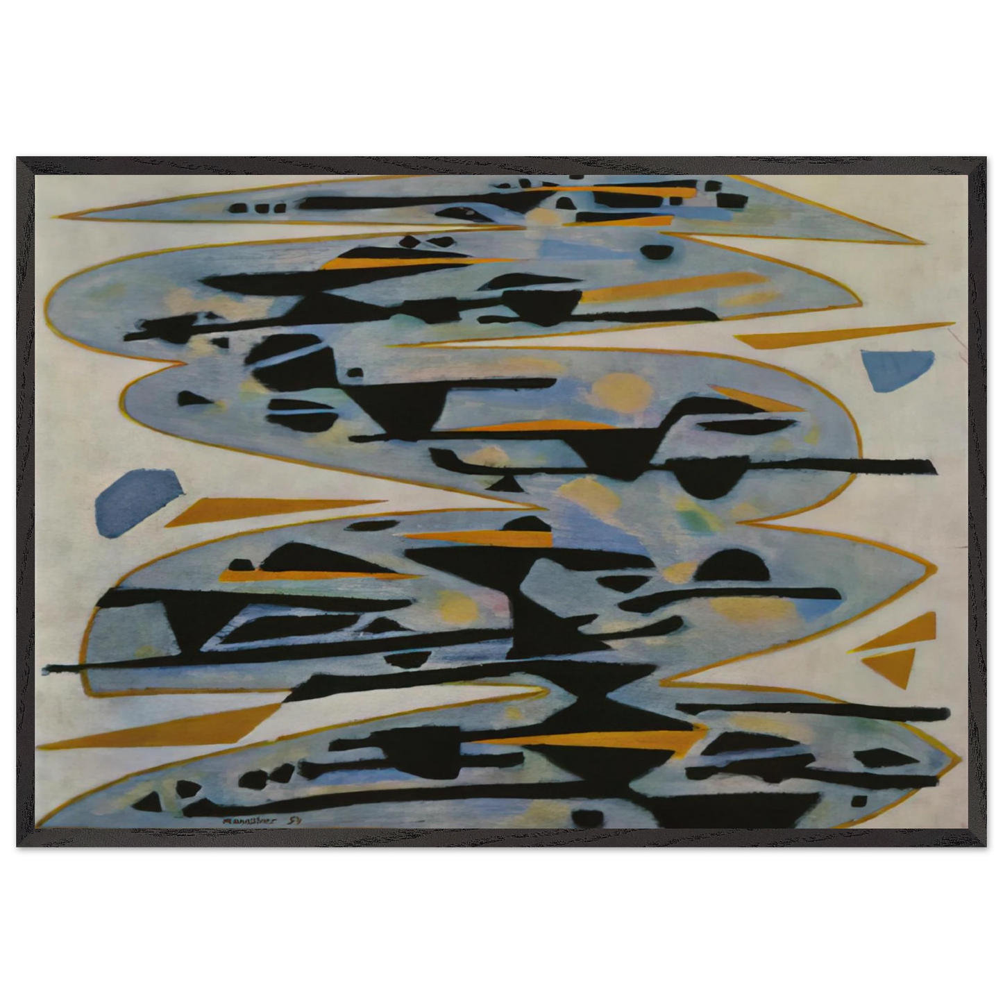 Morte eau - 1954 - Alfred Manessier Framed Art Print – Black Wooden Frame - Default Title - -Framed Art Print