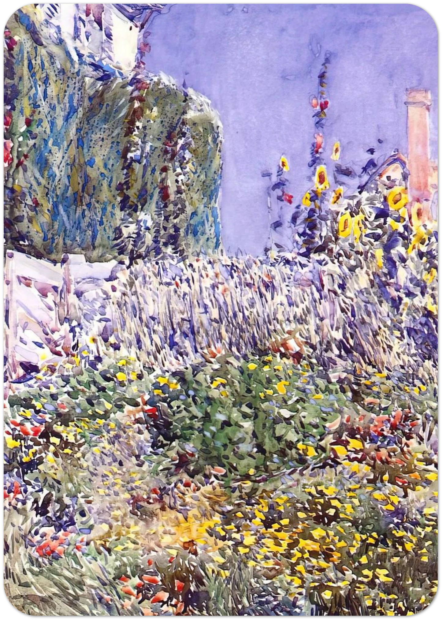 Dexter`s Garden By Childe Hassam Pack of 10 Post Cards | Childe Hassam Post Cards | A6 (10.5 x 14.8 cm) - 4.1 x 5.8 inches