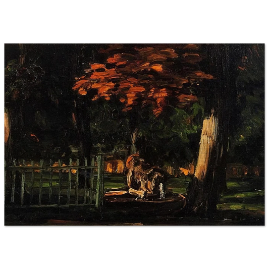 The Lion and the Basin at Jas de Bouffan - Paul Cézanne Brushed Aluminum Print - 70x100 cm / 28x40 inches | Paul Cézanne Aluminum Print | Paul Cézanne Prints