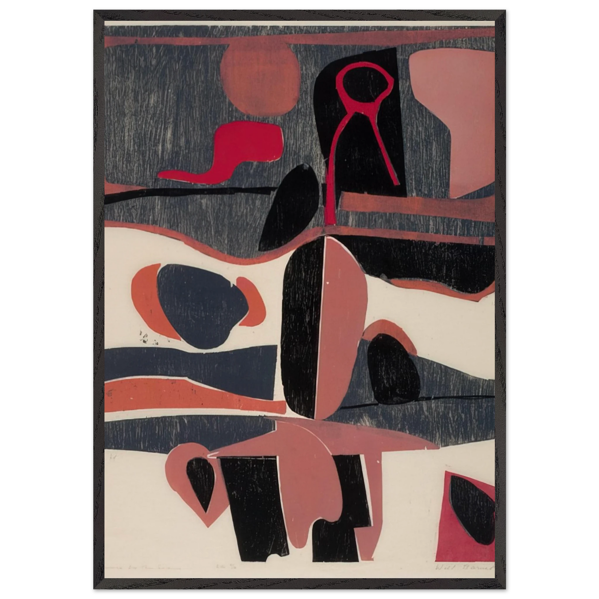 Province by the Sea - 1959 United States - Will Barnet Framed Art Print – Black Wooden Frame - Default Title - -Framed Art Print