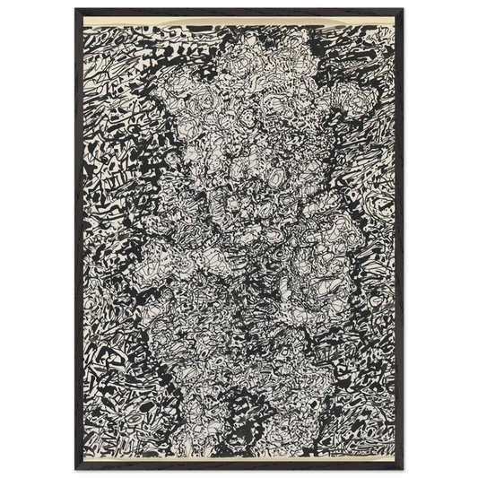 FIGURE WITH HAT IN A LANDSCAPE 1960 - Jean Dubuffet Framed Art Print – Black Wooden Frame - Default Title - -Framed Art Print