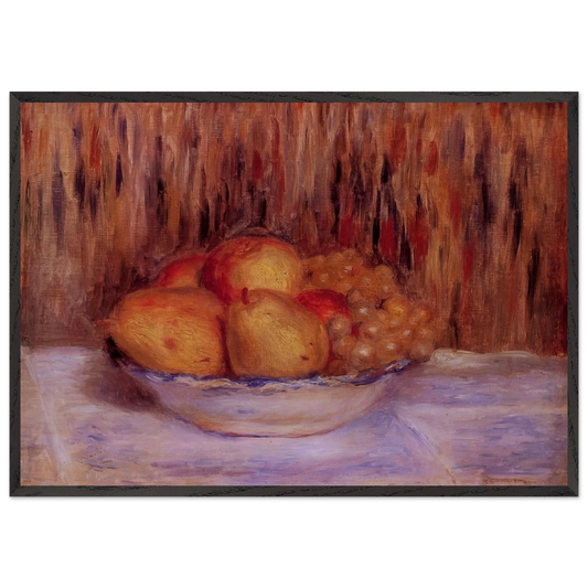 Still Life with Pears and Grapes N2 - Pierre-Auguste Renoir 70x100 cm / 28x40 inches Framed Art Print – Black Wooden Frame