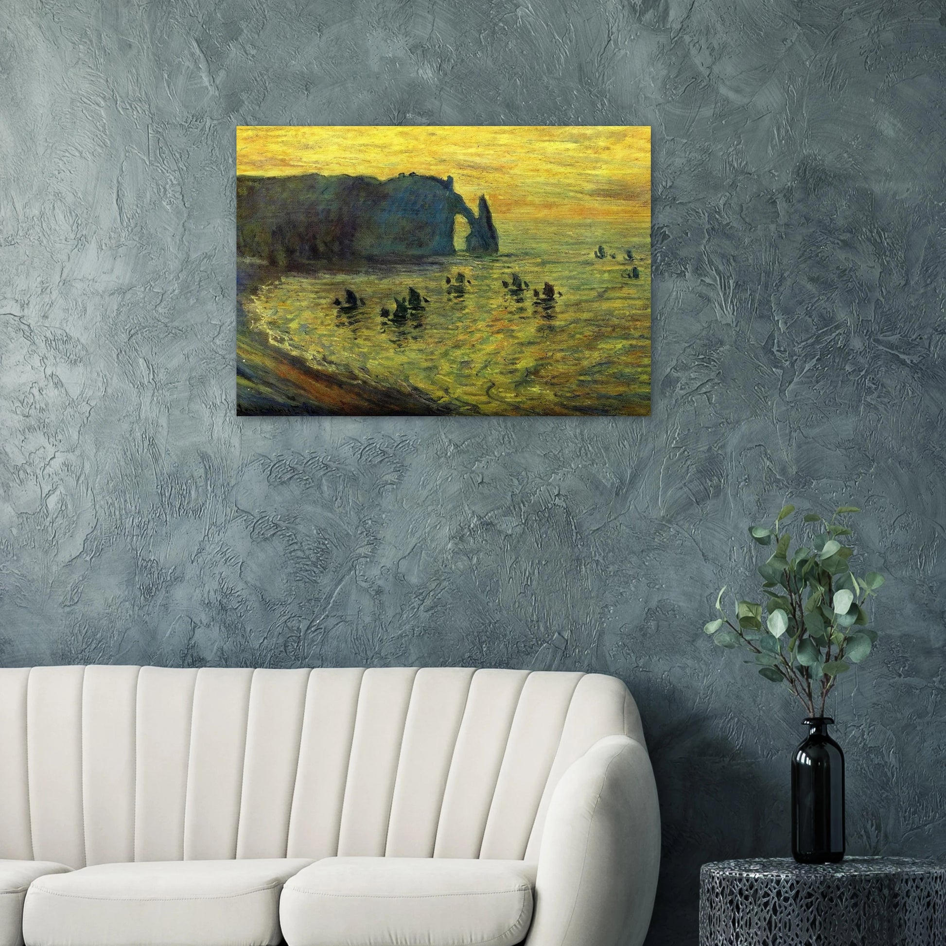 The Cliffs at Etretat - claude monet Brushed Aluminum Print - 70x100 cm / 28x40 inches | claude monet Aluminum Print | claude monet Prints