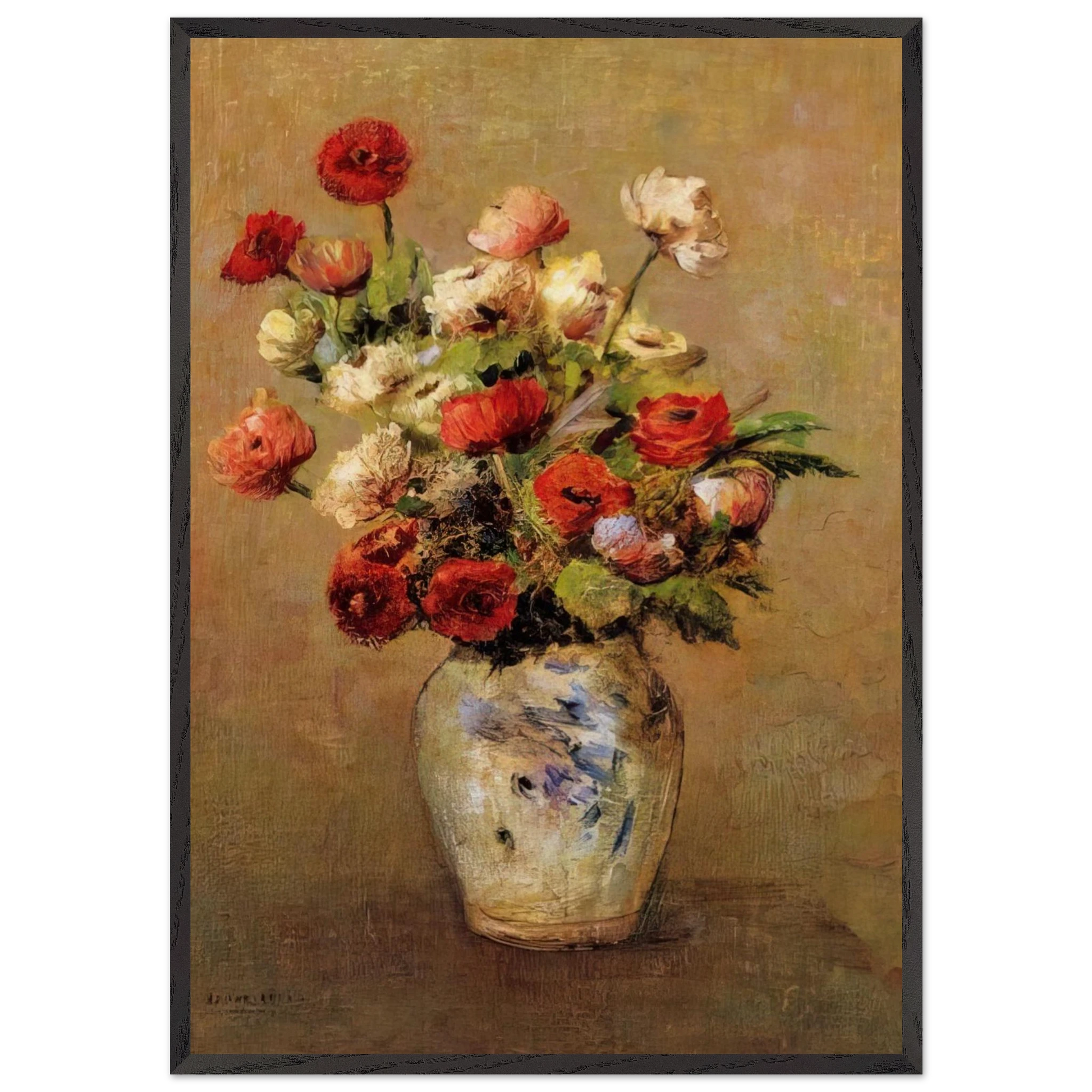 BOUQUET OF FLOWERS N3 - Odilon Redon Framed Art Print – Black Wooden Frame - Default Title - -Framed Art Print