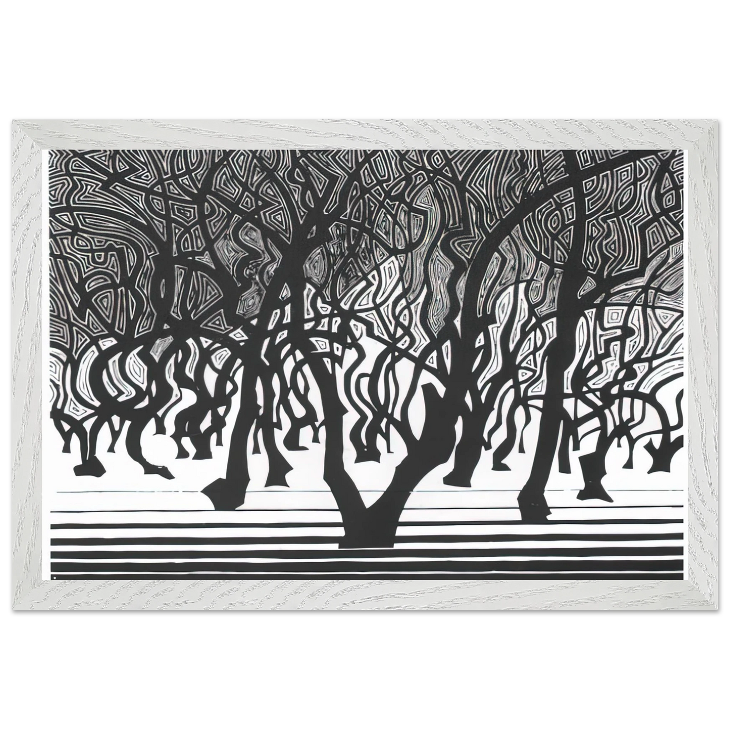 MC Escher - WOODS NEAR MENTON Wall Art - 21x29.7 cm / 8x12" - Premium Wooden Framed Poster With Fine Art Paper - Wood frame