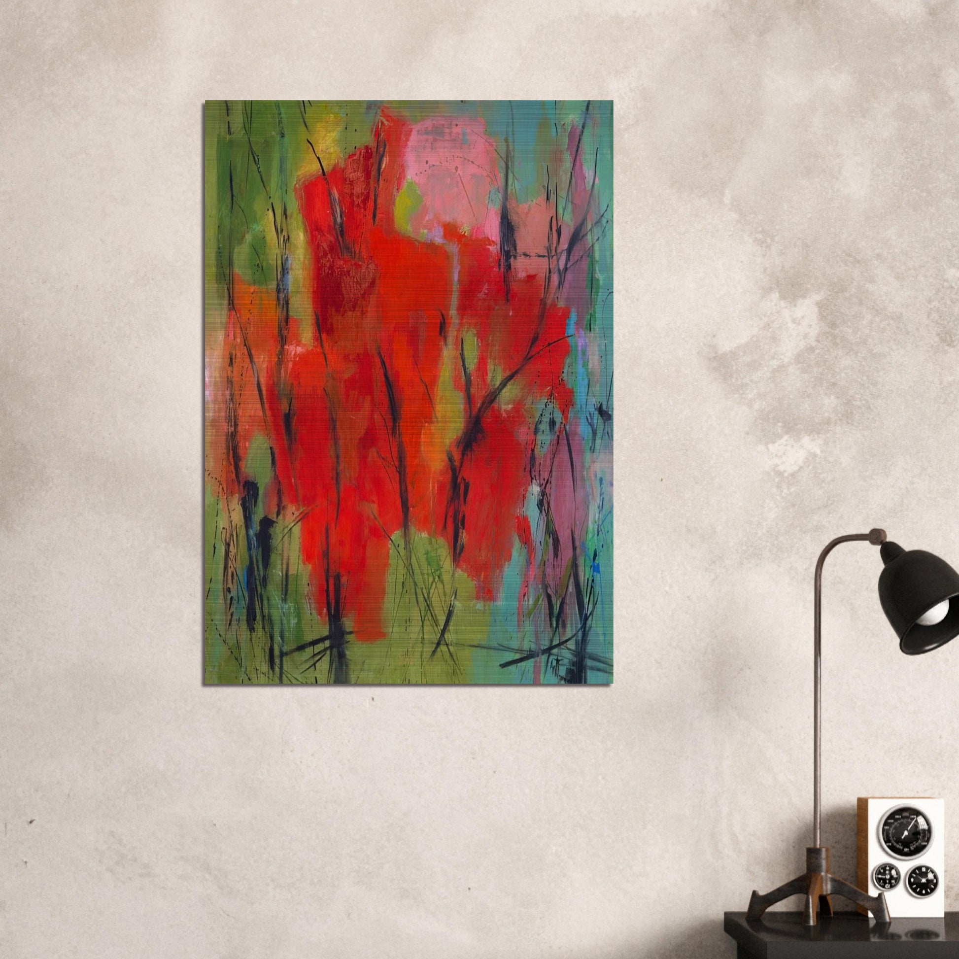 RED ABSTRACTION 1960 - Alma Woodsey Thomas Brushed Aluminum Print - 70x100 cm / 28x40 inches | Alma Woodsey Thomas Aluminum Print | Alma Woodsey Thomas Prints