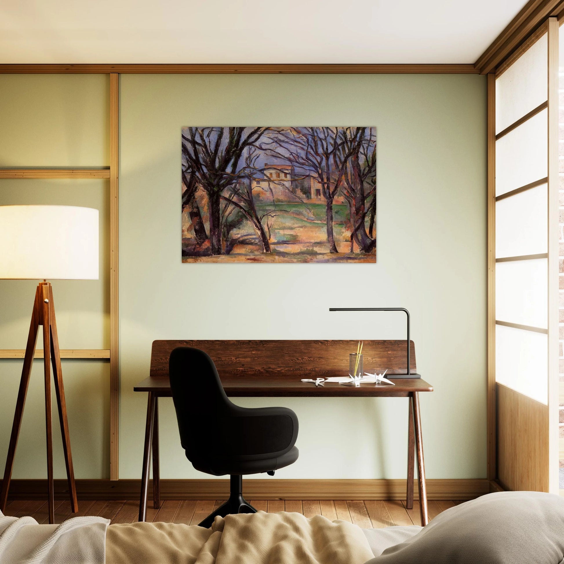 Trees and houses - Paul Cézanne Brushed Aluminum Print - 70x100 cm / 28x40 inches | Paul Cézanne Aluminum Print | Paul Cézanne Prints