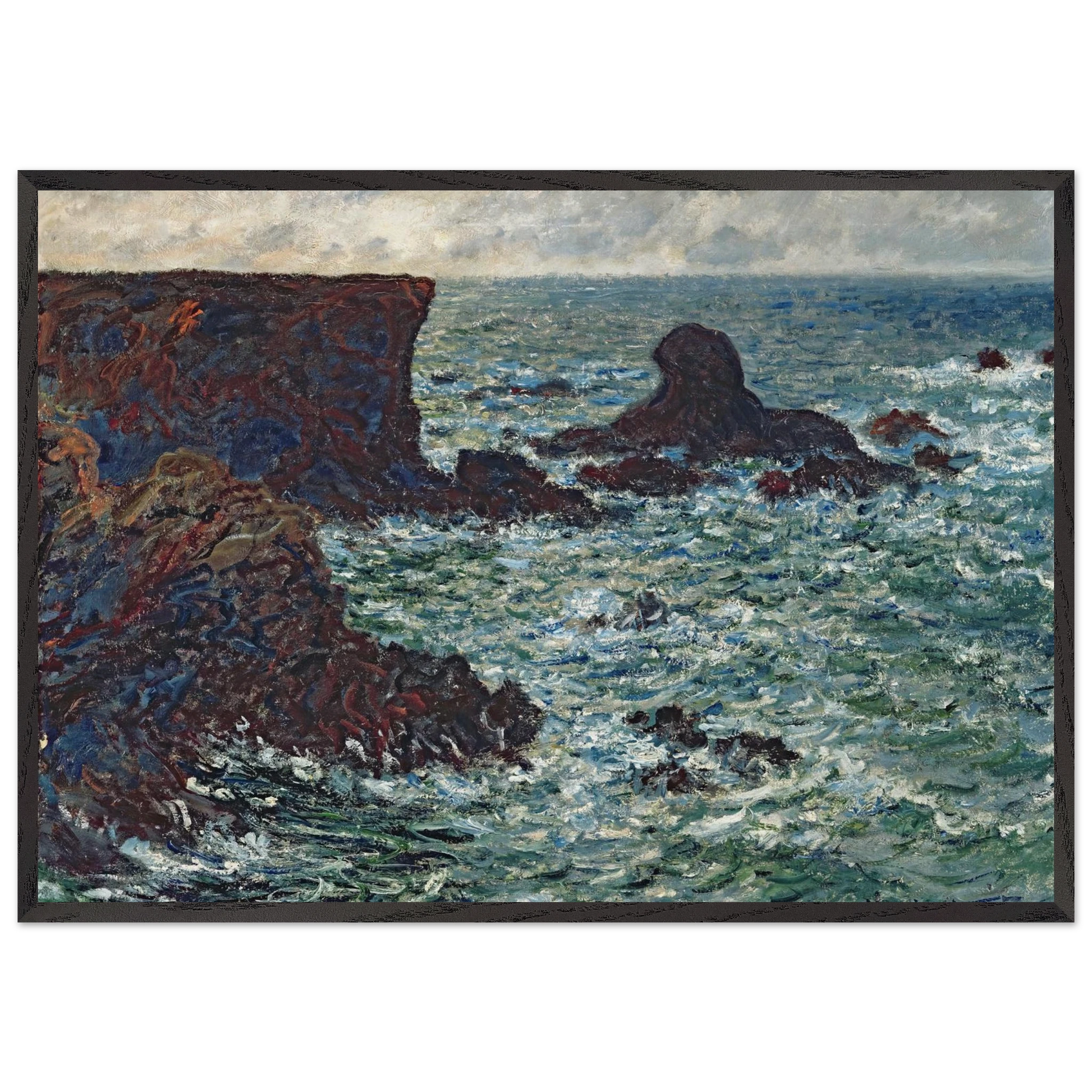 Rocks at Port Coton the Lion Rock - claude monet Framed Art Print – Black Wooden Frame - Default Title - -Framed Art Print