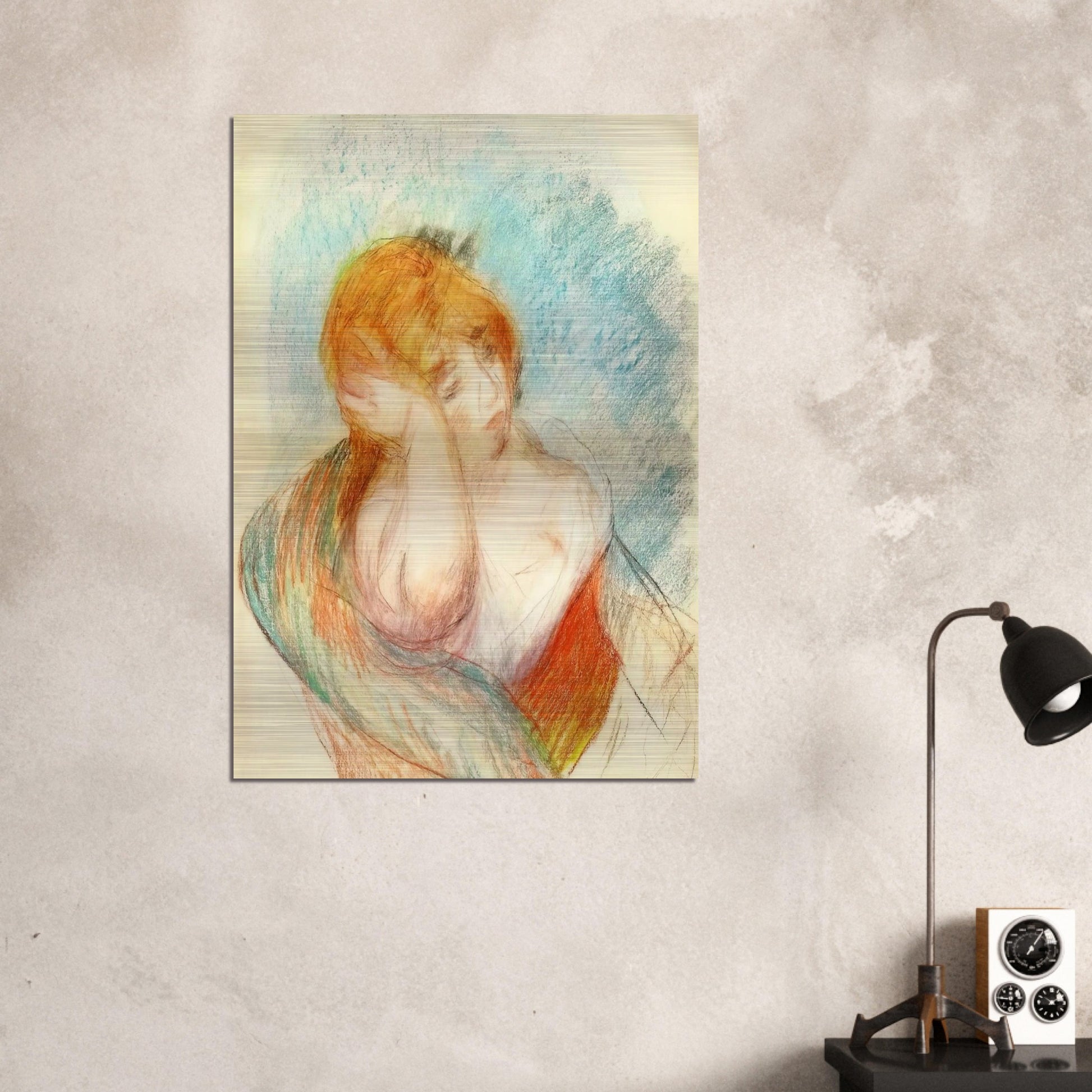 Seated Woman - Pierre-Auguste Renoir Brushed Aluminum Print - 70x100 cm / 28x40 inches | Pierre-Auguste Renoir Aluminum Print | Pierre-Auguste Renoir Prints