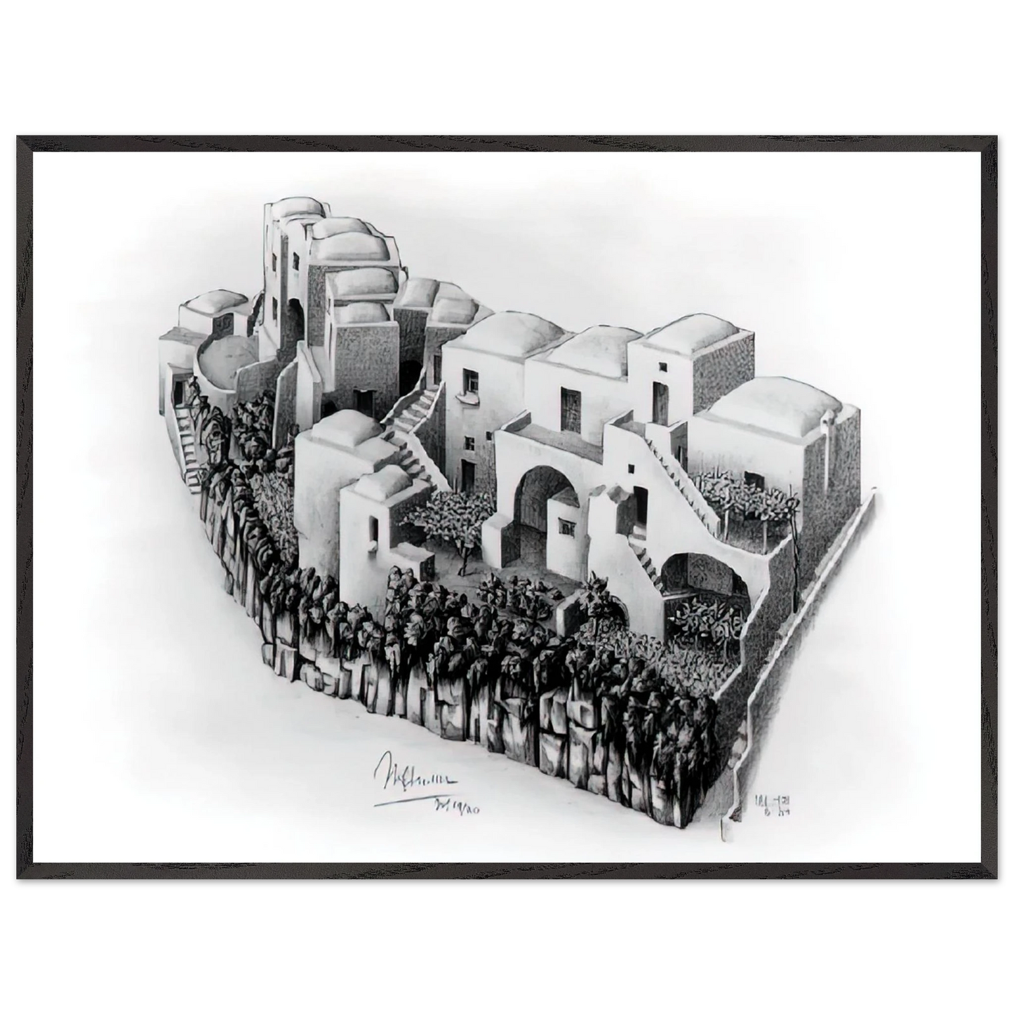 MC Escher - ESCHER (24) Wall Art - 30x40 cm / 12x16 inches - Premium Wooden Framed Poster With Fine Art Paper - White frame