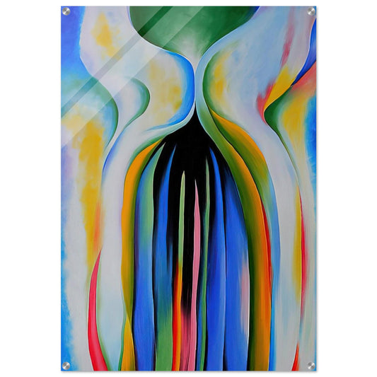 Gray line with black, blue, and yellow - Georgia O'Keeffe Acrylic Print - 70x100 cm / 28x40″ inches