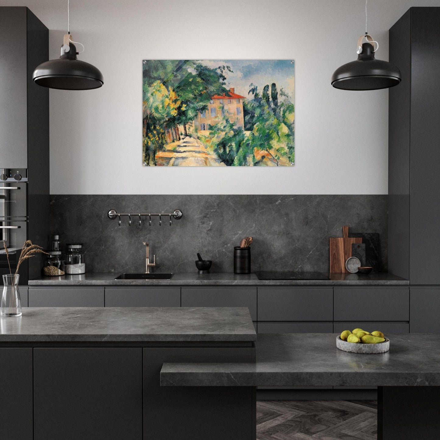 House with Red Roof - Paul Cézanne Acrylic Print - 70x100 cm / 28x40″ inches