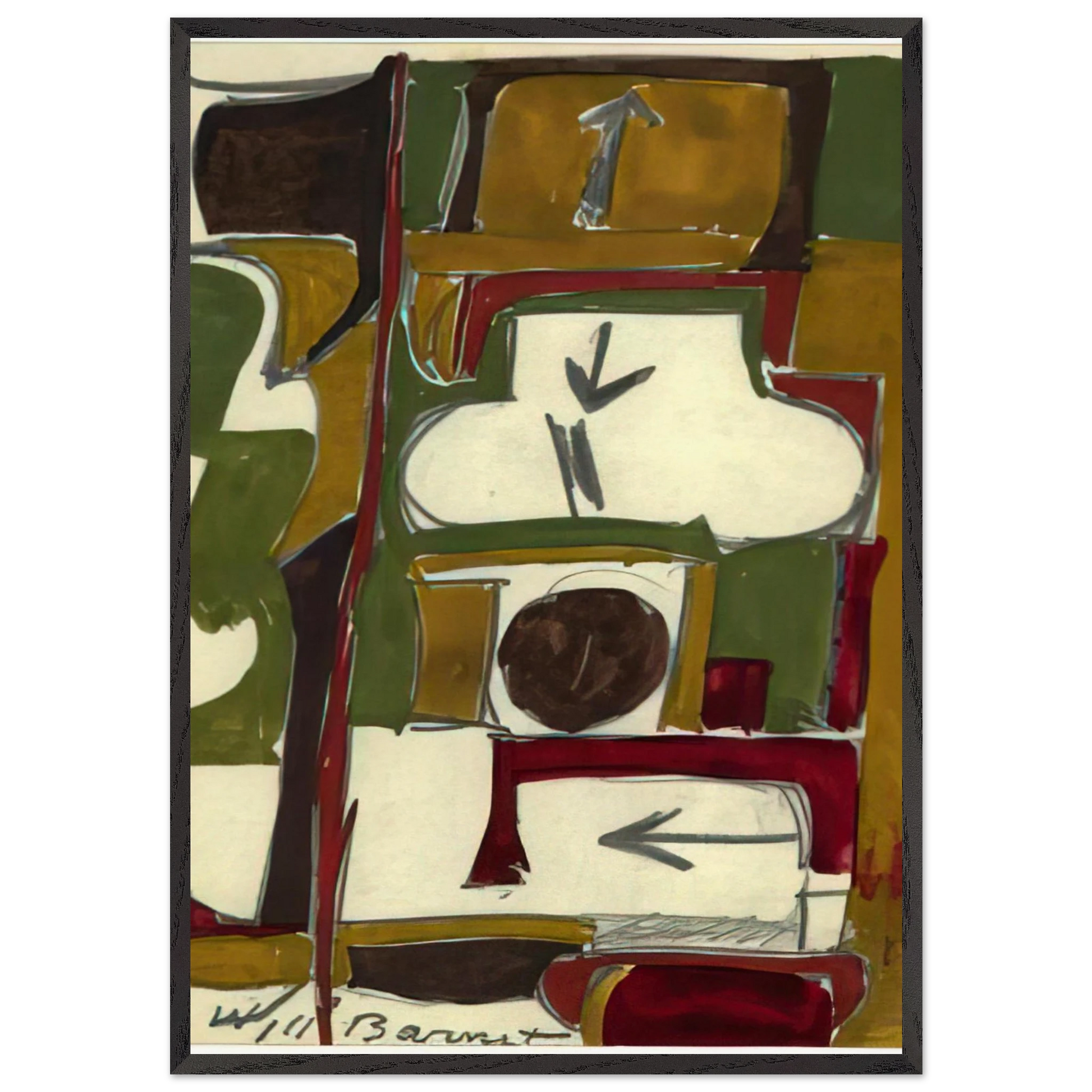 Untitled - c1956 United States - Will Barnet Framed Art Print – Black Wooden Frame - Default Title - -Framed Art Print