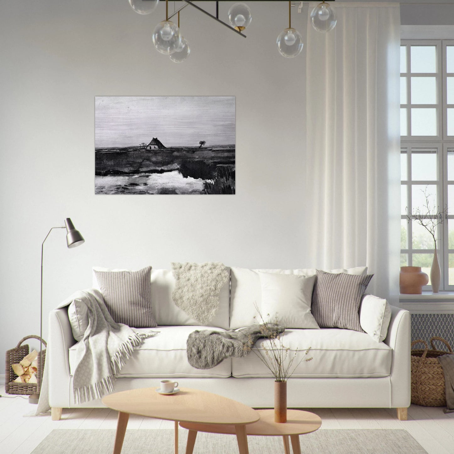 Landscape with a Farm - Vincent van Gogh Brushed Aluminum Print - 70x100 cm / 28x40 inches | Vincent van Gogh Aluminum Print | Vincent van Gogh Prints