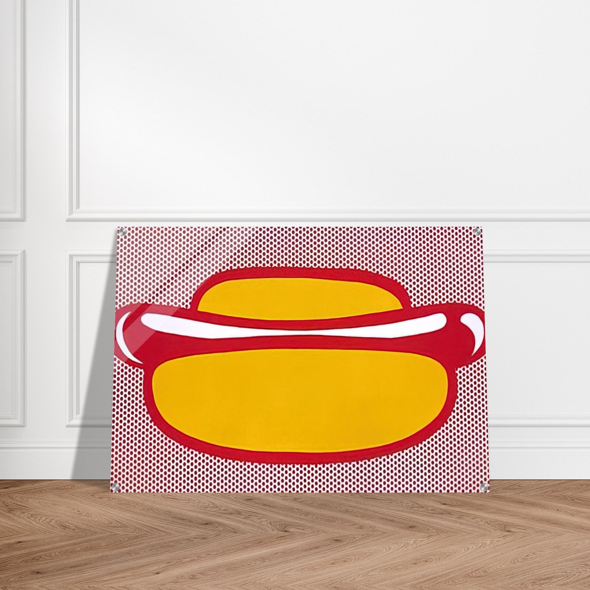 HOT DOG 1964 - Roy Lichtenstein Acrylic Print - 70x100 cm / 28x40″ inches | Roy Lichtenstein Wall Art | Roy Lichtenstein Prints