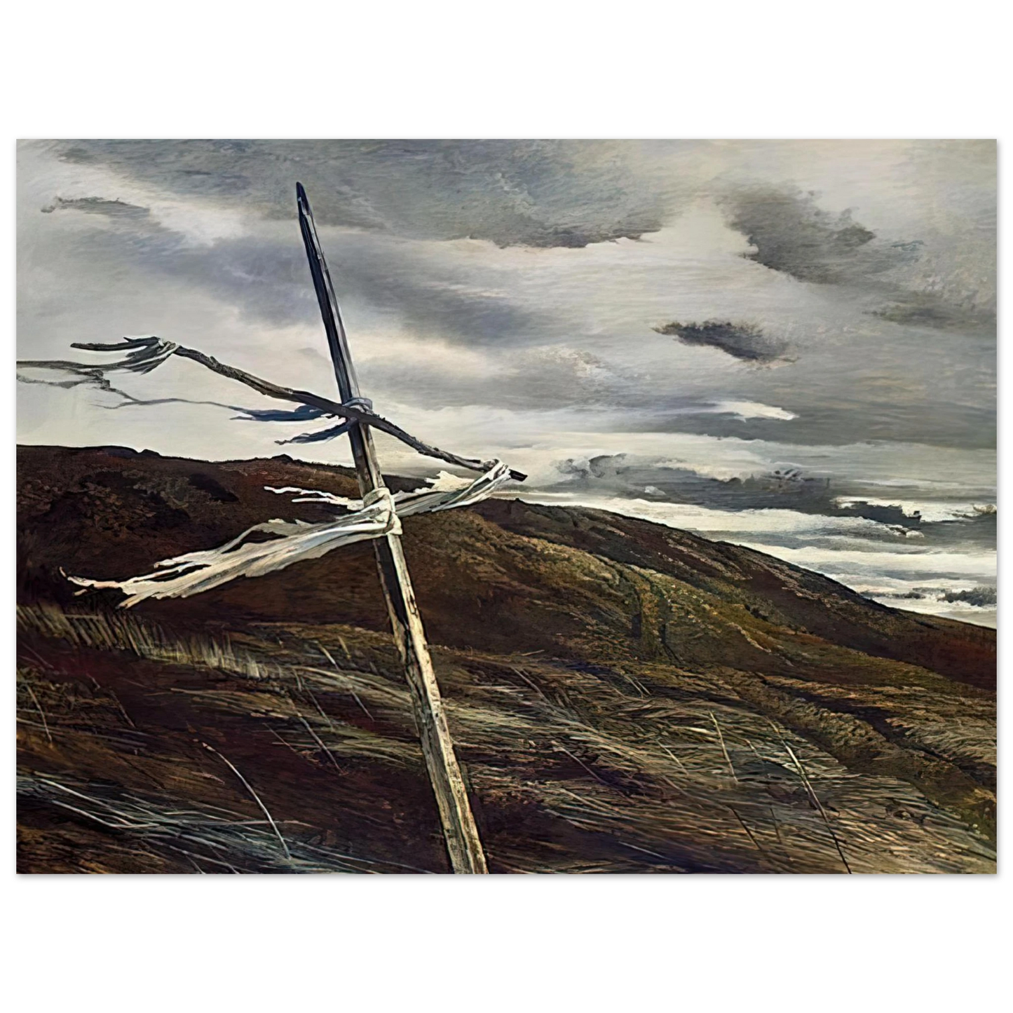 Andrew Wyeth - DODGES RIDGE 1947 Wall Art - 21x29.7 cm / 8x12" - Premium Wooden Framed Poster With Fine Art Paper - Wood frame