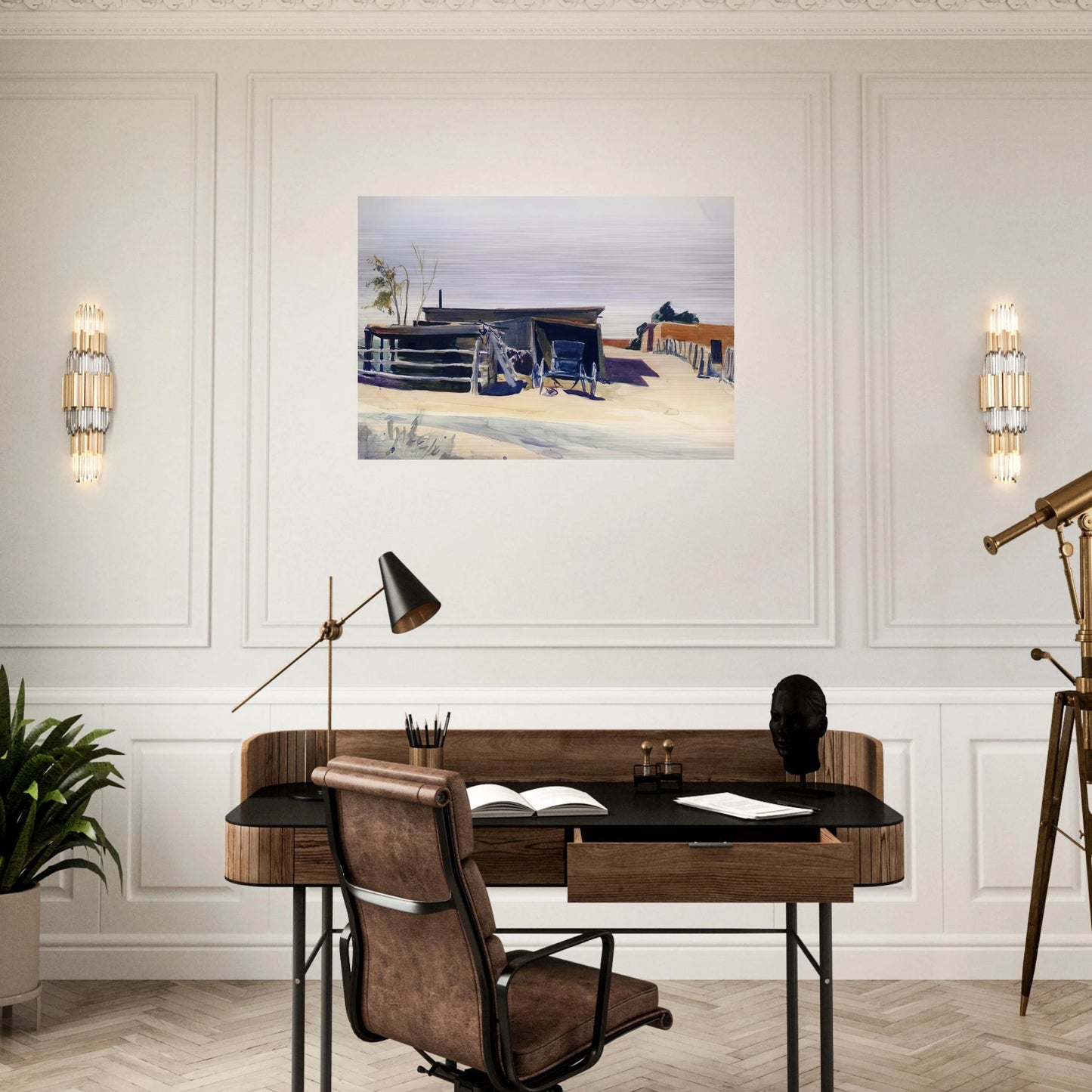 Adobes and Shed, New Mexico - Edward Hopper Brushed Aluminum Print - 70x100 cm / 28x40 inches | Edward Hopper Aluminum Print | Edward Hopper Prints