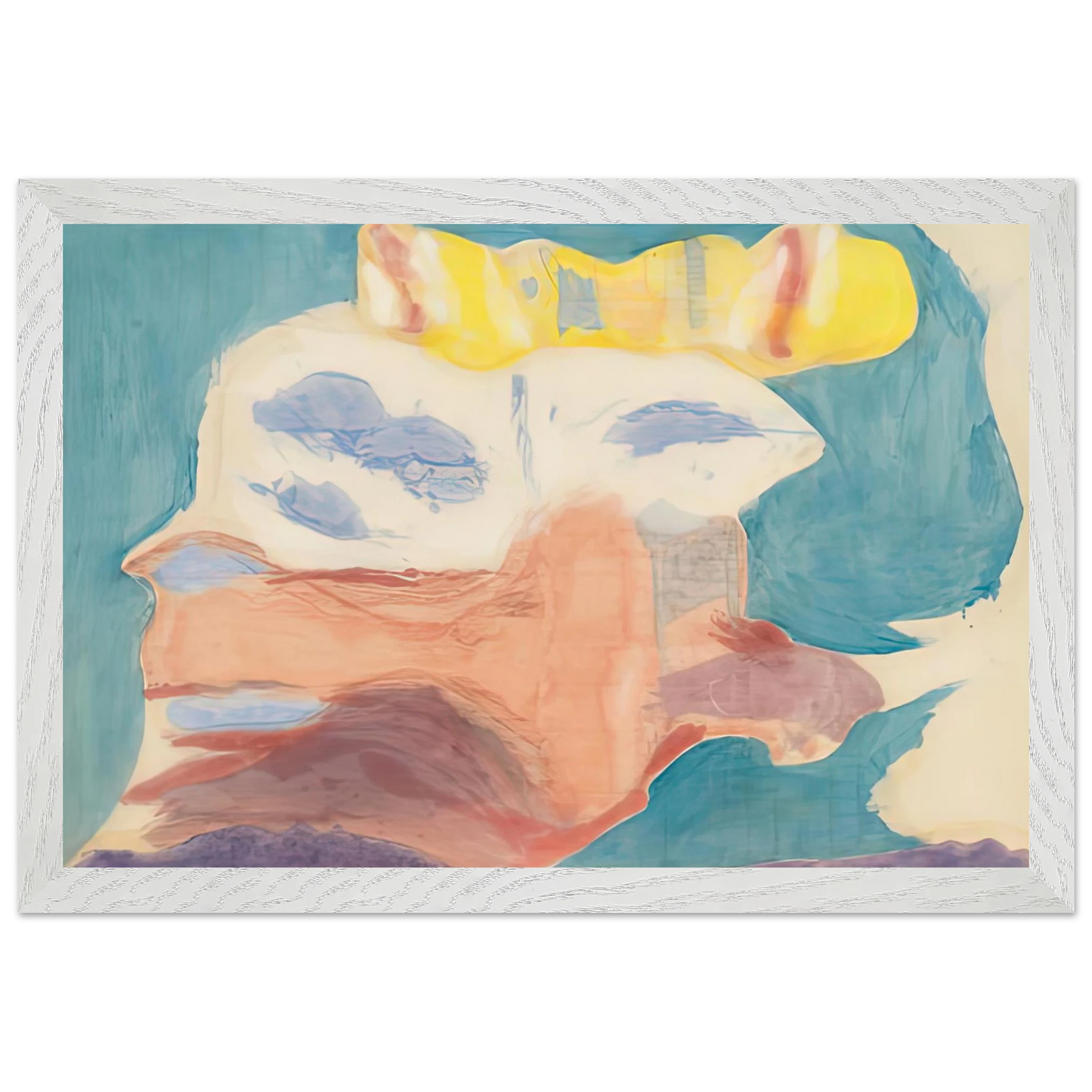 Helen Frankenthaler - Sea Goddess, 1963- Wall Art - 60x80 cm / 24x32 inches - Premium Wooden Framed Poster With Fine Art Paper - White frame