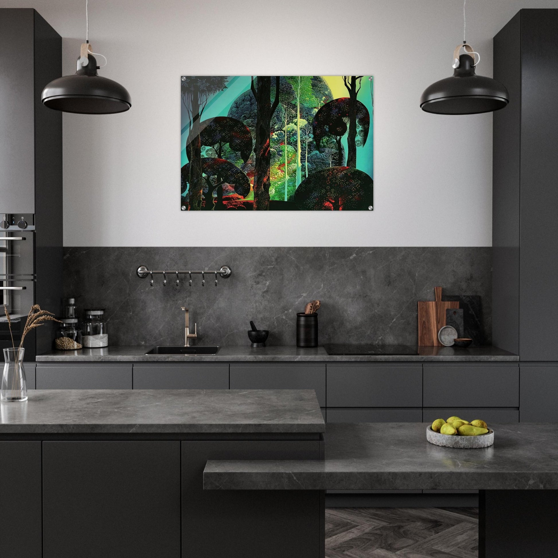 Fired by Sun - Eyvind Earle Acrylic Print - 70x100 cm / 28x40″ inches | Eyvind Earle Wall Art | Eyvind Earle Prints