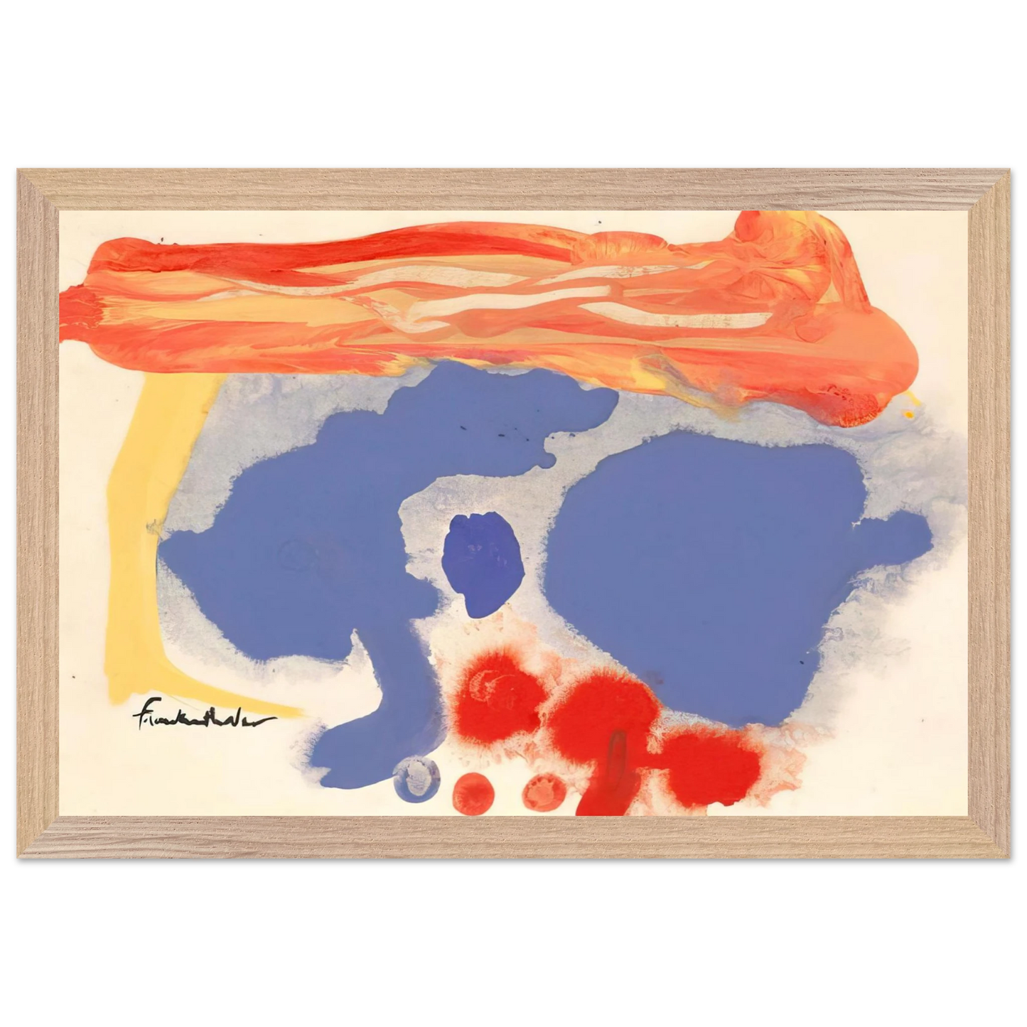 Helen Frankenthaler - Summerscene, Provincetown - 1961 Wall art - 50x70 cm / 20x28 inches - Premium Wooden Framed Poster With Fine Art Paper - Black frame