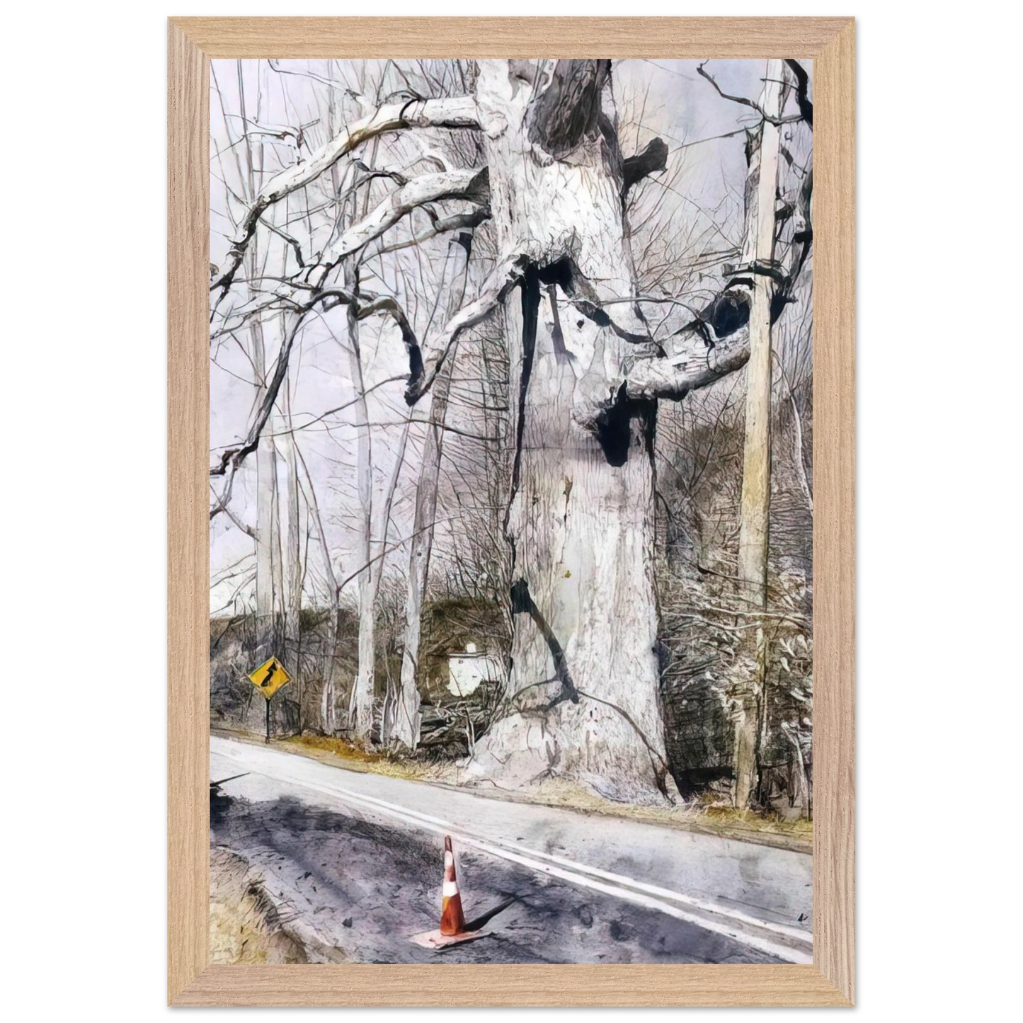 Andrew Wyeth - WALKING STICK Wall Art - 21x29.7 cm / 8x12" - Premium Wooden Framed Poster With Fine Art Paper - White frame