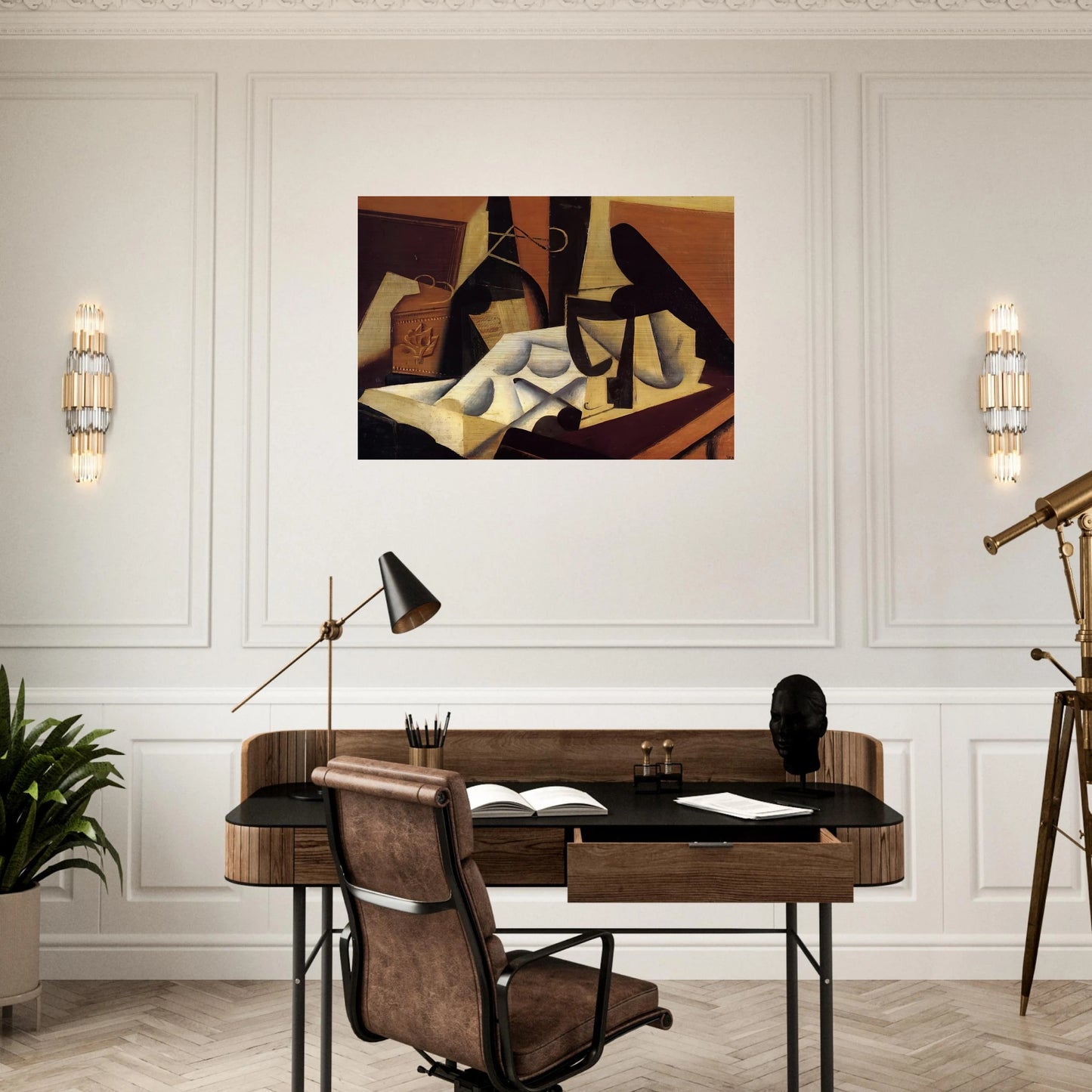 STILL LIFE WITH WHITE TABLECLOTH 1916 - Juan Gris Brushed Aluminum Print - 70x100 cm / 28x40 inches | Juan Gris Aluminum Print | Juan Gris Prints