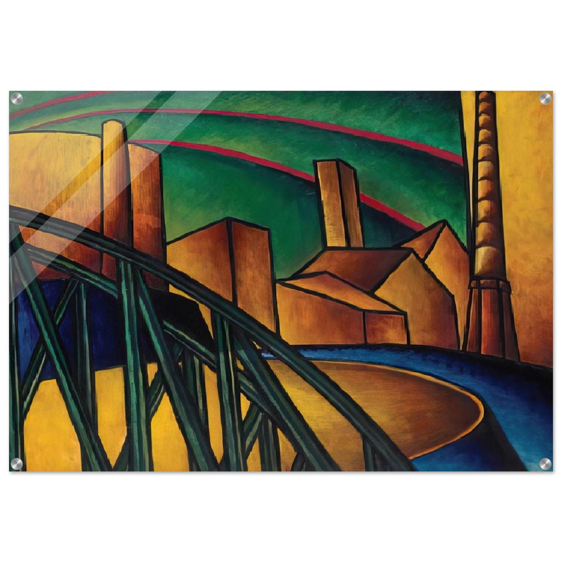 Landscape with Bridge at Óbuda Hajógyár - Laszlo Moholy-Nagy Acrylic Print - 70x100 cm / 28x40″ inches