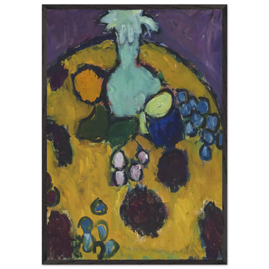 STILLEBEN MIT GESTICKTER DECKE 1910 - Alexej von Jawlensky Framed Art Print – Black Wooden Frame - Default Title - -Framed Art Print
