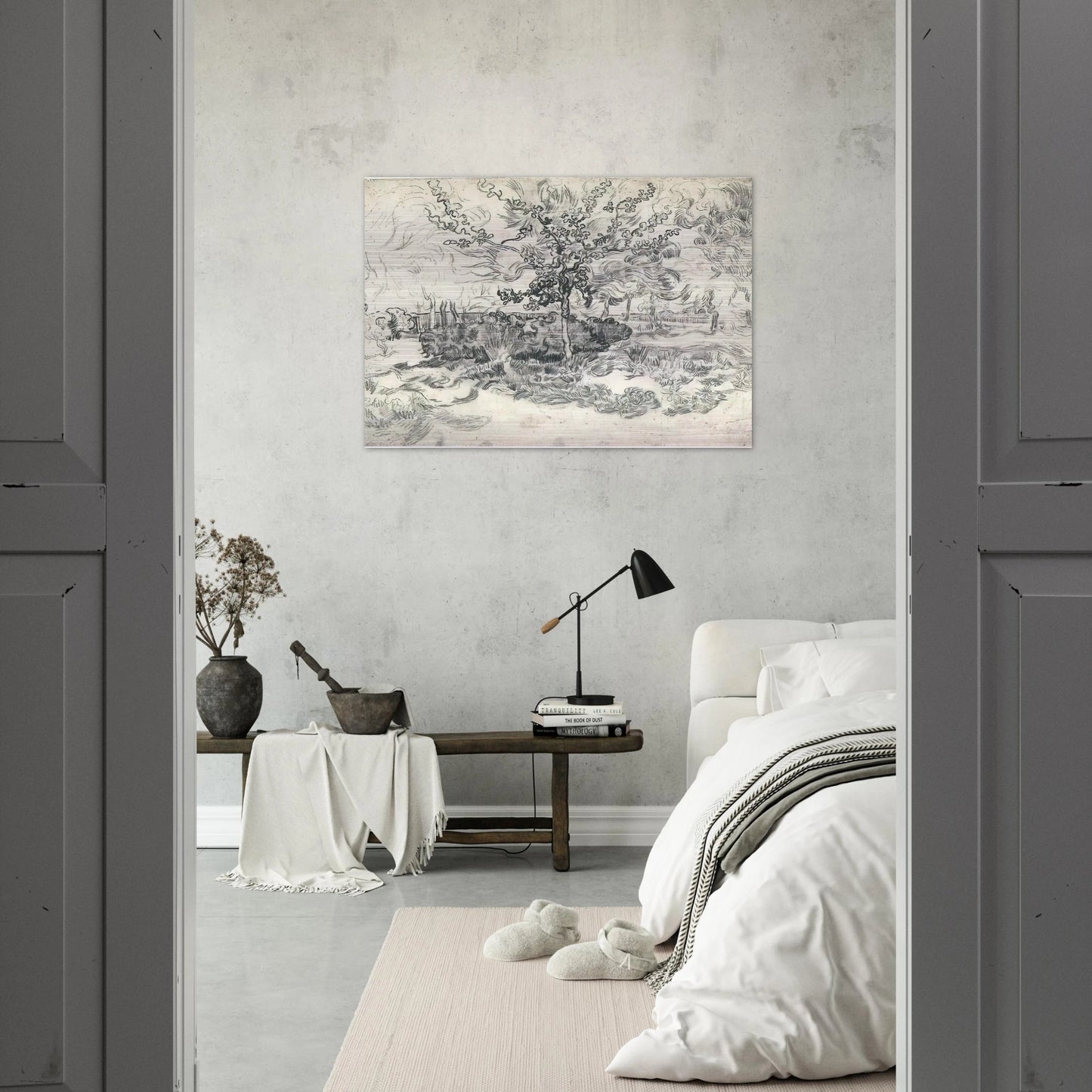 Garden of the Asylum - Vincent van Gogh Brushed Aluminum Print - 70x100 cm / 28x40 inches | Vincent van Gogh Aluminum Print | Vincent van Gogh Prints