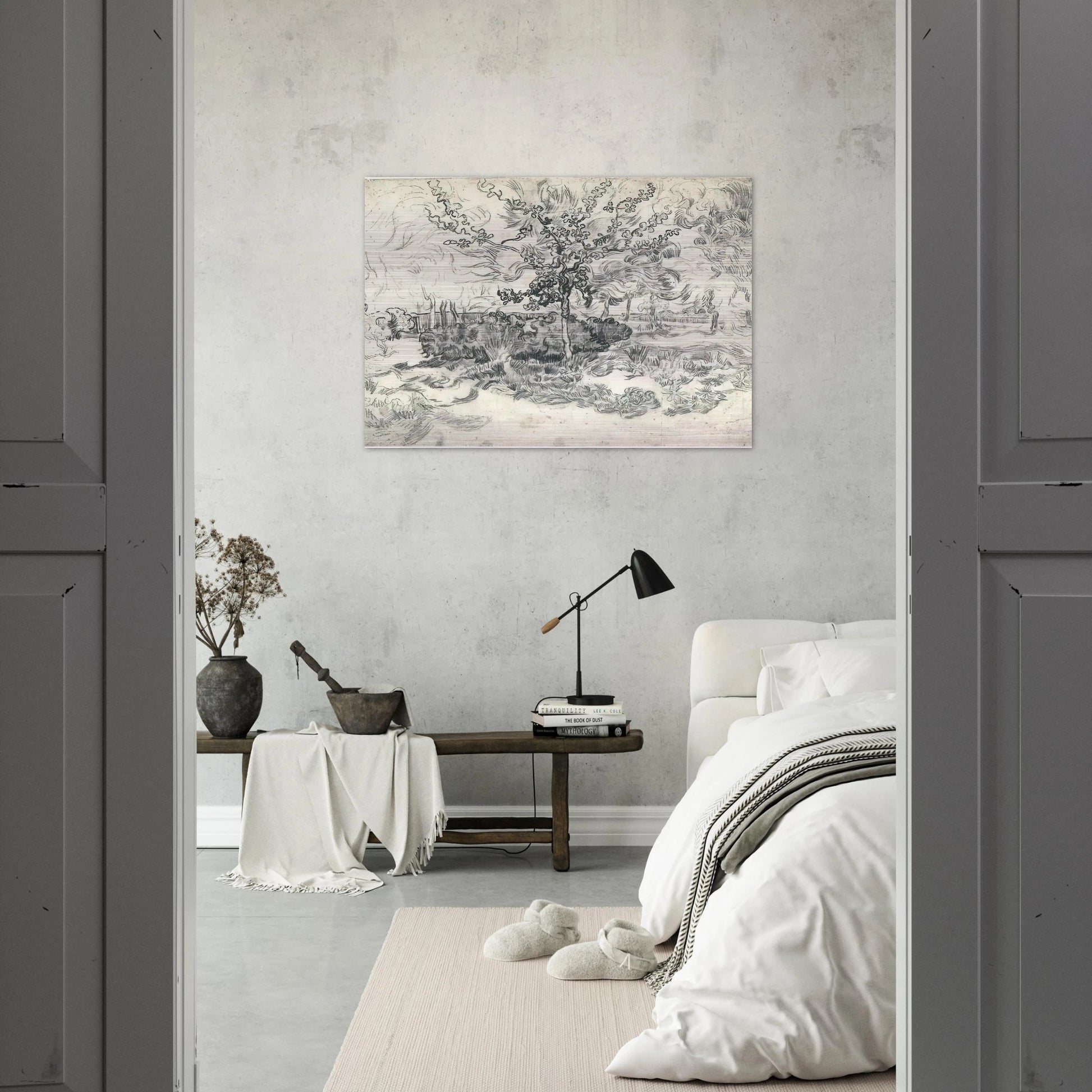 Garden of the Asylum - Vincent van Gogh Brushed Aluminum Print - 70x100 cm / 28x40 inches | Vincent van Gogh Aluminum Print | Vincent van Gogh Prints