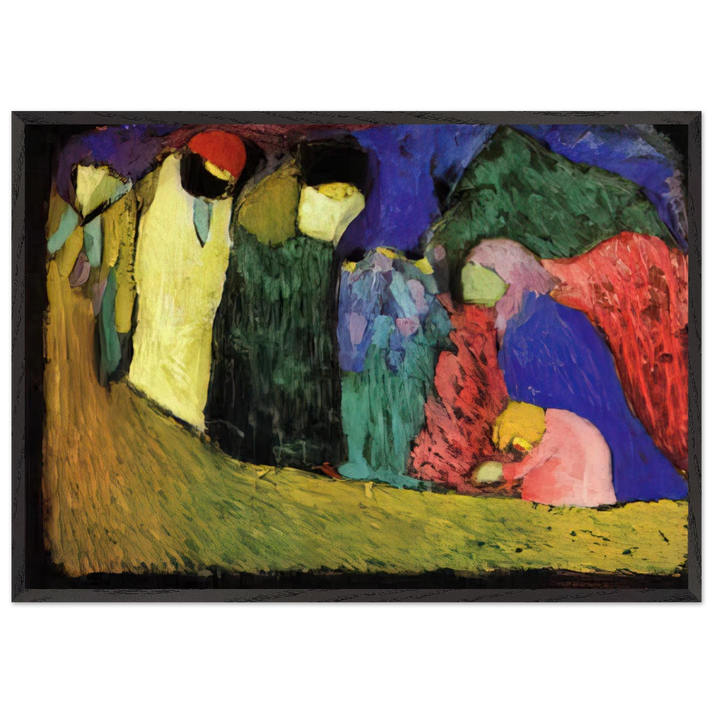 ENCOUNTER 1908 - Wassily Kandinsky 70x100 cm / 28x40 inches Framed Art Print – Black Wooden Frame