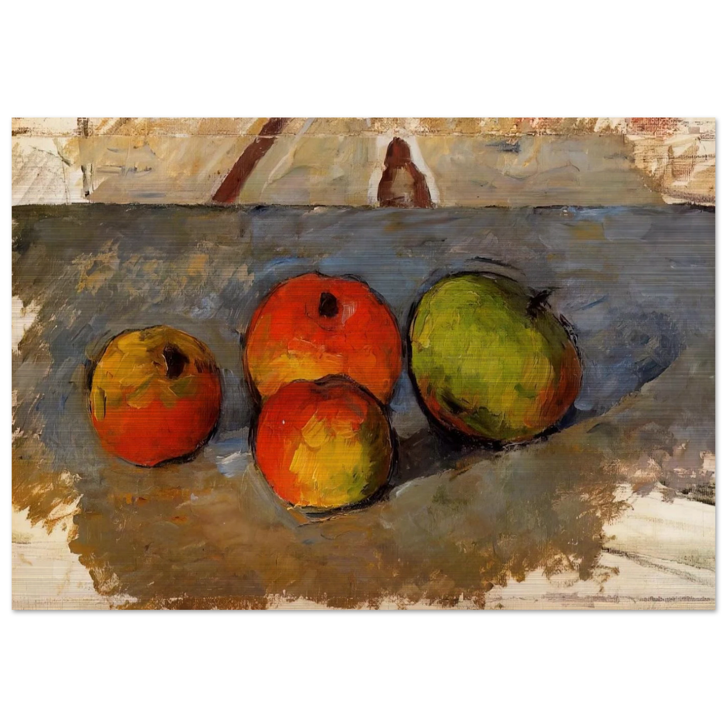 Four Apples - Paul Cézanne Brushed Aluminum Print - 70x100 cm / 28x40 inches | Paul Cézanne Aluminum Print | Paul Cézanne Prints