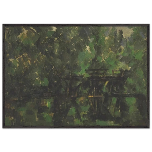 Bridge over the pond - Paul Cezanne 70x100 cm / 28x40 inches Framed Art Print – Black Wooden Frame