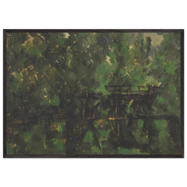 Bridge over the pond - Paul Cezanne 70x100 cm / 28x40 inches Framed Art Print – Black Wooden Frame