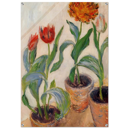 Three Pots of Tulips - claude monet Acrylic Print - 70x100 cm / 28x40″ inches | claude monet Wall Art | claude monet Prints