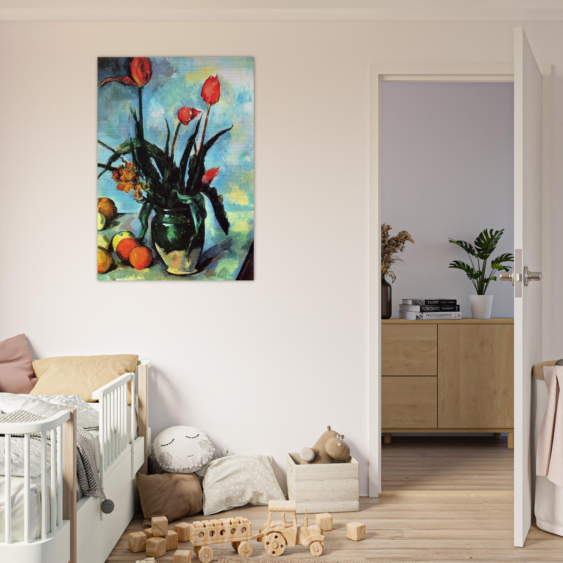 Tulips in a Vase - Paul Cézanne Brushed Aluminum Print - 70x100 cm / 28x40 inches | Paul Cézanne Aluminum Print | Paul Cézanne Prints