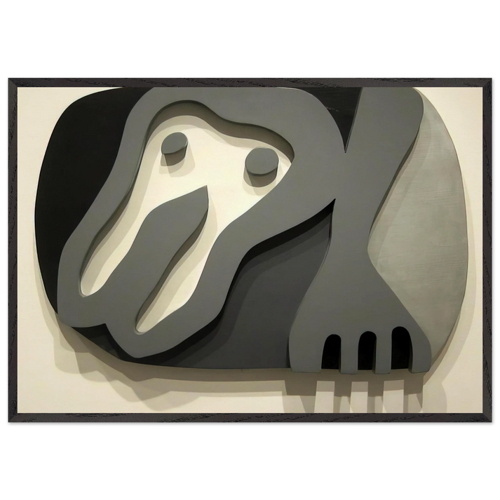 Shirt Front and Fork - Jean Arp 70x100 cm / 28x40 inches Framed Art Print – Black Wooden Frame