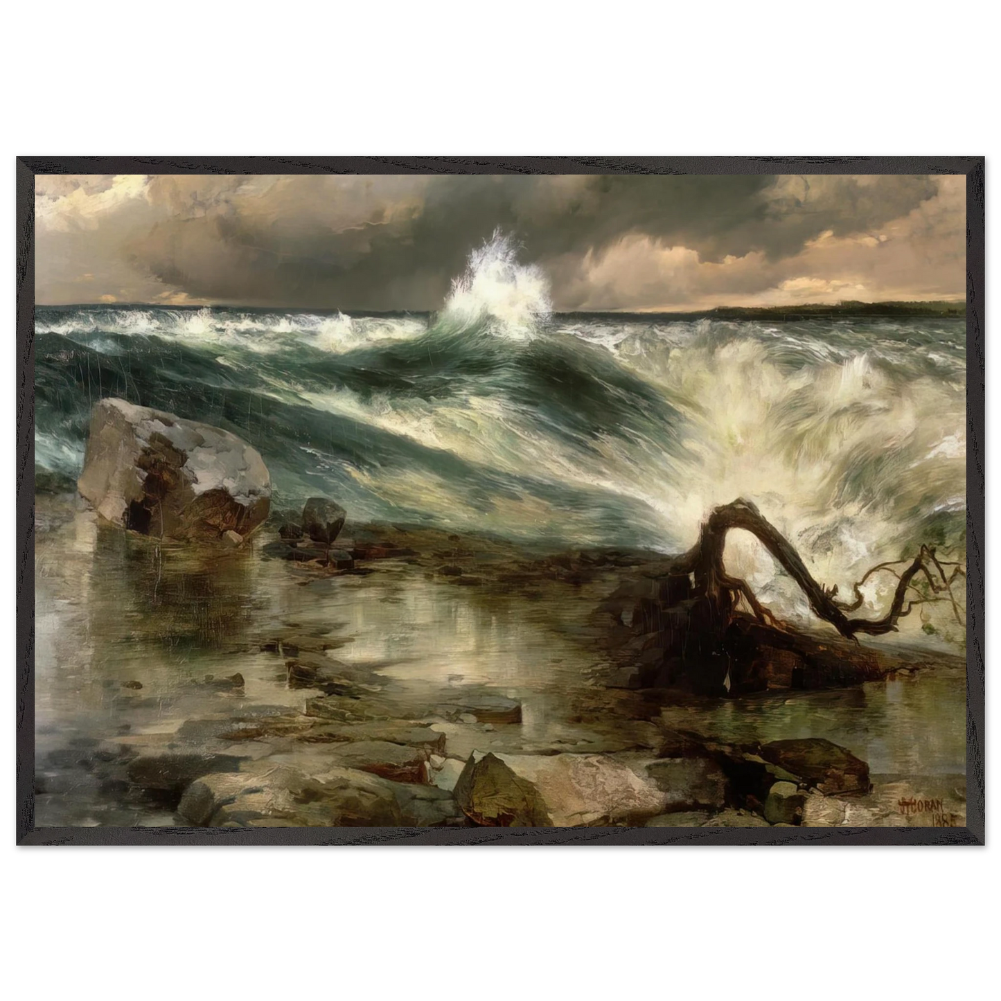 The Rapids Above Niagara - Thomas Moran Framed Art Print – Black Wooden Frame - Default Title - -Framed Art Print